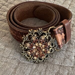 Streets Ahead Floral Buckle Brown Belt
